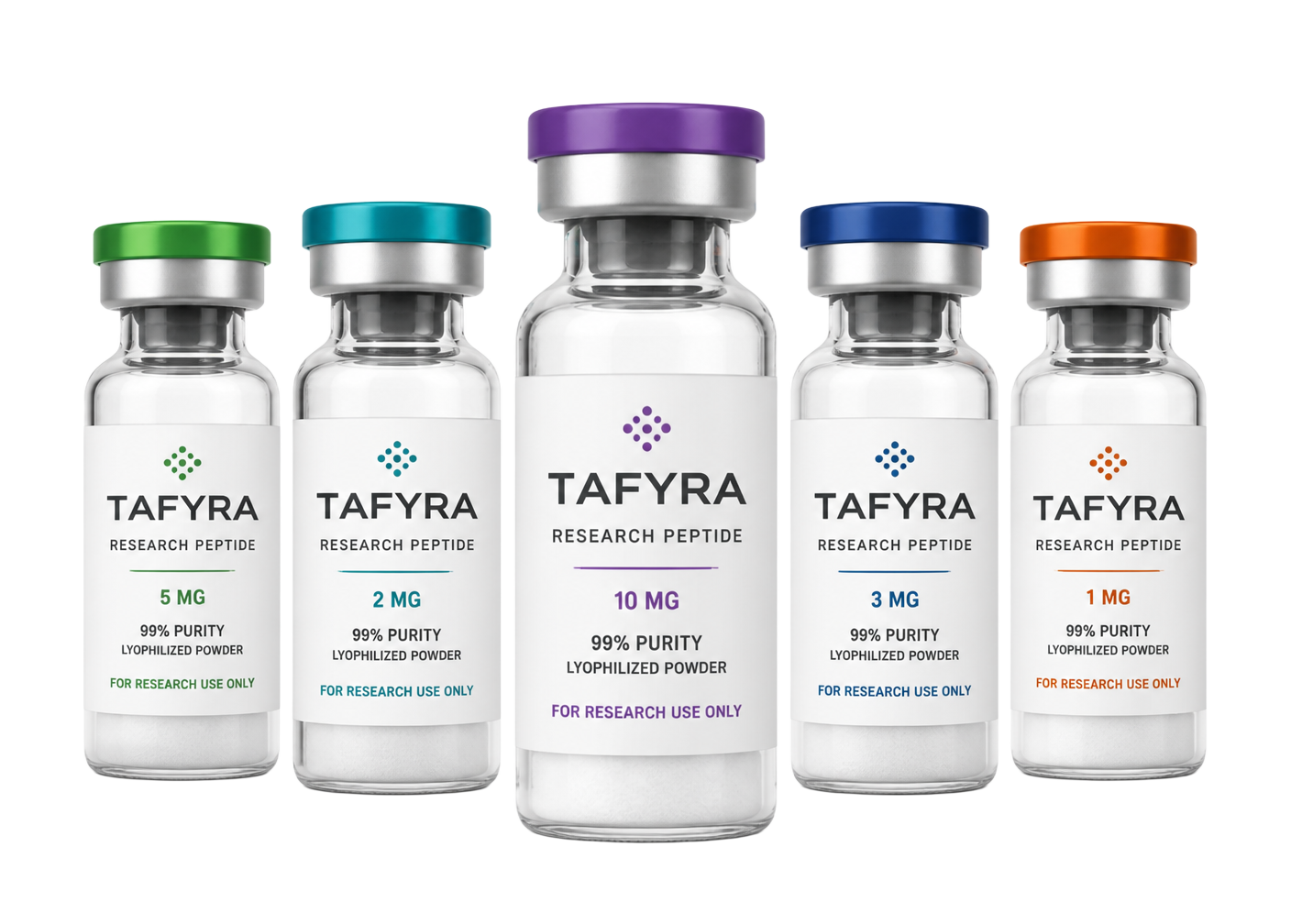 Group of Tafyra research peptide vials