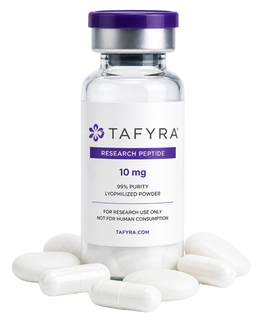 Tafyra Retatrutide research vial with capsules